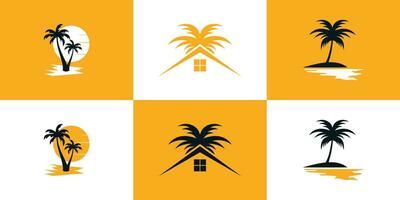 Palm tree logo design creative concept Premium Vector