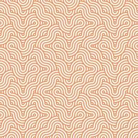 Orange seamless abstract geometric japanese overlapping circles lines and waves pattern vector