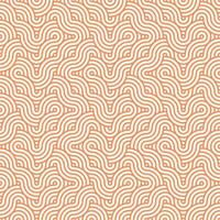 Orange seamless abstract geometric japanese overlapping circles lines and waves pattern vector