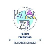 2D editable multicolor icon failure prediction concept, simple isolated vector, predictive maintenance thin line illustration. vector