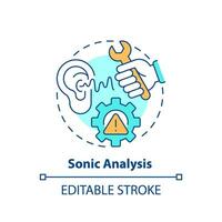 2D editable multicolor icon sonic analysis concept, simple isolated vector, predictive maintenance thin line illustration. vector