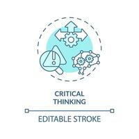 2D editable blue critical thinking icon, simple isolated vector, AI engineer thin line monochromatic illustration vector