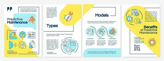 Predictive maintenance multicolor brochure template, leaflet design with simple thin line icons, 4 vector layouts.