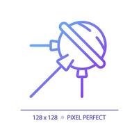 Sputnik pixel perfect gradient linear vector icon. Artificial satellite. Space race. Aerospace engine. Soviet union. Thin line color symbol. Modern style pictogram. Vector isolated outline drawing