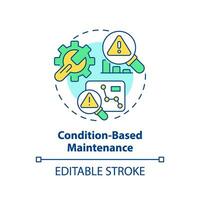 2D editable multicolor icon condition based maintenance concept, simple isolated vector, predictive maintenance thin line illustration. vector