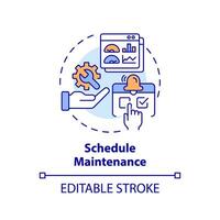 2D editable multicolor icon schedule maintenance concept, simple isolated vector, predictive maintenance thin line illustration. vector