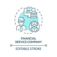 2D editable blue financial service company icon, simple isolated vector, AI engineer thin line monochromatic illustration vector