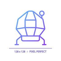 Lunar module pixel perfect gradient linear vector icon. Moon lander. Space flight. Aeronautical engineering. Thin line color symbol. Modern style pictogram. Vector isolated outline drawing