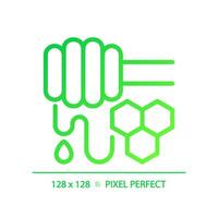 2D pixel perfect gradient honey icon, isolated vector, thin line green illustration representing allergen free. vector