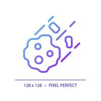 Asteroid pixel perfect gradient linear vector icon. Space rock. Potentially hazardous object. Celestial body. Thin line color symbol. Modern style pictogram. Vector isolated outline drawing