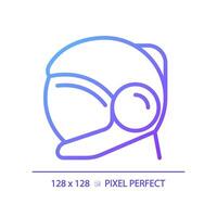 Space helmet pixel perfect gradient linear vector icon. Mars mission. Astronaut training. Safety equipment. Thin line color symbol. Modern style pictogram. Vector isolated outline drawing