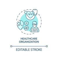 2D editable blue healthcare organization icon, simple isolated vector, AI engineer thin line monochromatic illustration vector