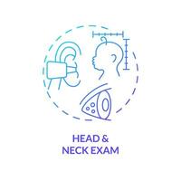 Head and neck exam blue gradient concept icon. Baby development. Range of motion. Muscle tone. Child healthcare. Pediatric clinic abstract idea thin line illustration. Isolated outline drawing vector