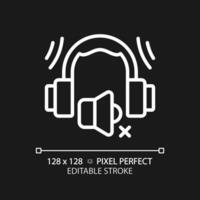 2D pixel perfect editable earmuffs white icon, isolated vector, soundproofing thin line illustration. vector