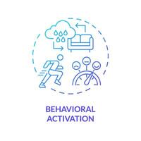 2D gradient behavioral activation blue thin line icon concept, isolated vector, illustration representing behavioral therapy. vector