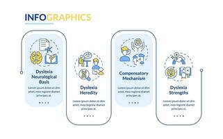 2D dyslexia vector infographics template, data visualization with 4 steps, process timeline chart.