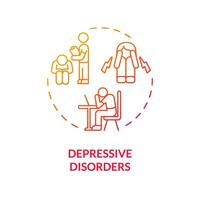2D gradient depressive disorders red thin line icon concept, isolated vector, illustration representing behavioral therapy. vector