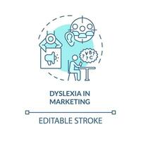 2D editable blue icon dyslexia in marketing concept, simple isolated vector, dyslexia thin line illustration. vector