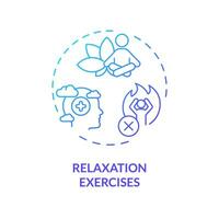 2D gradient relaxation exercises blue thin line icon concept, isolated vector, illustration representing behavioral therapy. vector