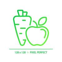 2D pixel perfect gradient healthy diet icon, isolated vector, thin line green illustration representing allergen free. vector