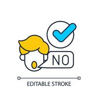 2D editable establish boundaries icon representing parenting children with health issues, isolated vector, thin line illustration. vector