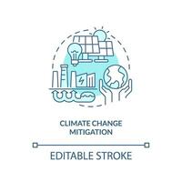 Editable climate change mitigation linear concept, isolated vector, blue thin line icon representing carbon border adjustment. vector