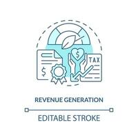 Editable revenue generation linear concept, isolated vector, blue thin line icon representing carbon border adjustment. vector