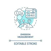 Editable emission measurement linear concept, isolated vector, blue thin line icon representing carbon border adjustment. vector