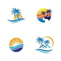 Palm tree summer logo template vector