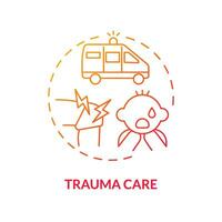 Trauma care red gradient concept icon. Urgent help. Traumatic event. Injured kid. Healthcare provider. Emergency medicine abstract idea thin line illustration. Isolated outline drawing vector