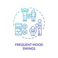 2D gradient frequent mood swings blue thin line icon concept, isolated vector, illustration representing behavioral therapy. vector