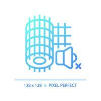 2D pixel perfect gradient soundproof mesh gradient icon, isolated vector, soundproofing blue thin line illustration. vector