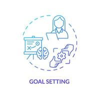 2D gradient goal setting blue thin line icon concept, isolated vector, illustration representing behavioral therapy. vector
