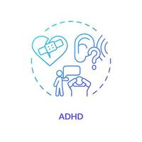 2D gradient ADHD blue thin line icon concept, isolated vector, illustration representing behavioral therapy. vector