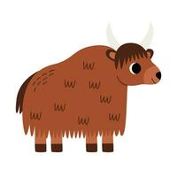 Vector picture of cute cartoon yak isolated on white background.