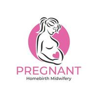 pregnancy logo pregnant woman maternal vector illustration