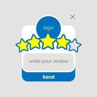 Give star rate and write review button pop up message concept illustration flat design vector. modern graphic element for landing page ui, infographic, icon vector