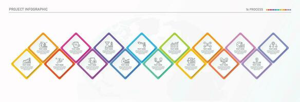 Infographic process design with icons and 16 options or steps. vector