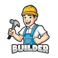 Builder mascot logo design vector with modern illustration concept