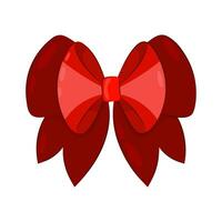 Red bow in flat style on a white background. Festive, packaging decor. Christmas, birthday, March 8, mother's day. vector