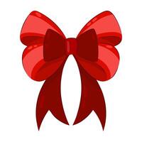 Bow in flat style on a white background. Red decorative bow for card, print, banner, cards, stickers or other design. vector