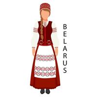 un mujer en un bielorruso gente traje. cultura y tradiciones de bielorrusia ilustración, vector