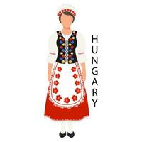 A woman in a Hungarian folk costume and headdress. Culture and traditions of Hungary. Illustration, vector