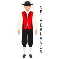 A man in a Dutch folk costume and headdress. Culture and traditions of the Netherlands. Illustration, vector