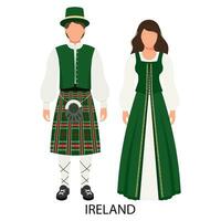 un Pareja de un hombre y un mujer en irlandesa gente disfraces cultura y tradiciones de Irlanda. ilustración, vector