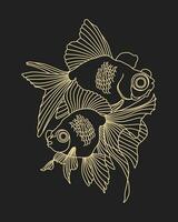 Silhouette of a cute elegant fish. Sketch, icon, logo, tattoo, vector