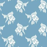 Seamless pattern, cute elegant fish on blue water background. Print, background, vector