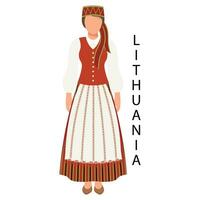Woman in Lithuanian folk costume. Culture and traditions of Lithuania. Illustration, vector