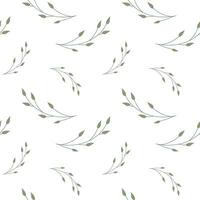 Seamless pattern, twigs and leaves of eucalyptus on a white background. Background, print, elegant textile, vector