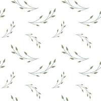 Seamless pattern, twigs and leaves of eucalyptus on a white background. Background, print, elegant textile, vector